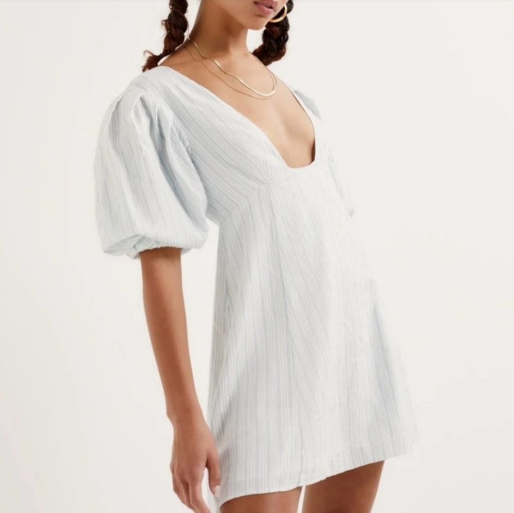 NWT FOR Love and Lemons Leslie Blue stripe mini dress
